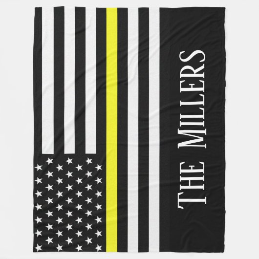 Personalisierte Thin-Yellow-Line-Flagge Fleecedecke (Vorderseite)