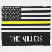 Personalisierte Thin-Yellow-Line-Flagge Fleecedecke (Vorderseite (Horizontal))