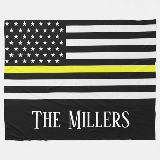 Personalisierte Thin-Yellow-Line-Flagge Fleecedecke (Vorderseite (Horizontal))