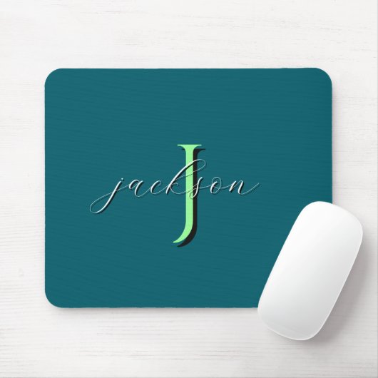 Personalisierte tiefe Teal-Monogramm-Initiale und Mousepad (Mit Mouse)