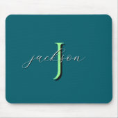 Personalisierte tiefe Teal-Monogramm-Initiale und Mousepad (Vorne)