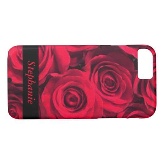 Personalisierte tiefrote Rosen-Blüte Case-Mate iPhone Hülle (Rückseite (Horizontal))