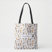 Personalisierte Tier- und Kaffeepattern-Eigenname Tasche (Vorderseite)
