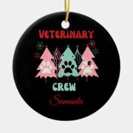 Personalisierte tierärztliche Crew Weihnachtsschmu Keramik Ornament