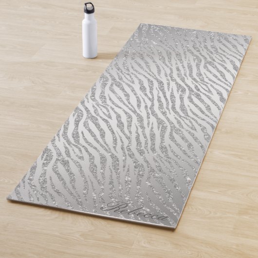 Personalisierte Tierausdrucksilber Glitzer Glam Yogamatte (Beispiel)