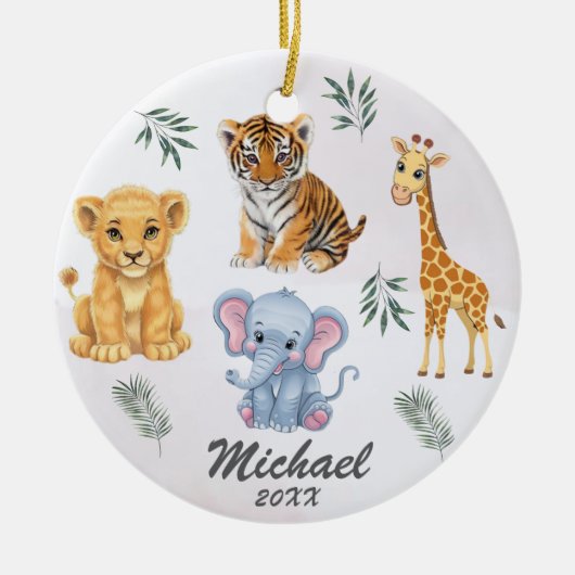 Personalisierte Tiere Elephant Lion Tiger Girafe Keramik Ornament (Vorne)