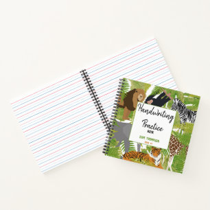 Personalisierte Tiere Handschrift-Übung für Kinder Notizblock