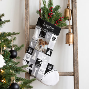 Personalisierte Tierfoto-Hundename-Weihnachtsdecke Kleiner Weihnachtsstrumpf