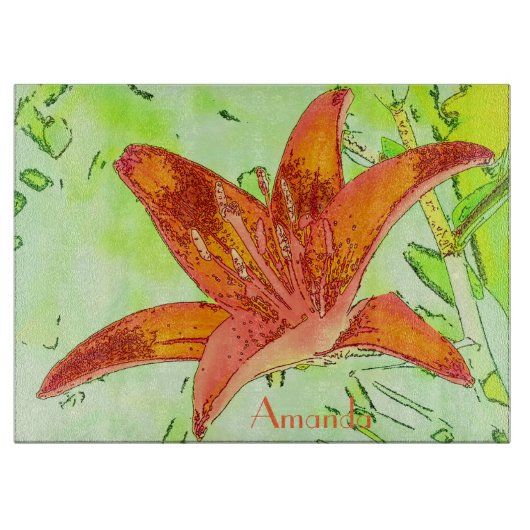 Personalisierte Tigerlilie Cutting Board Schneidebrett (Vorderseite)