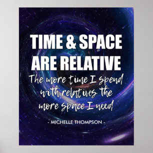 Personalisierte TIME AND SPACE Familienwitz-Spruch Poster