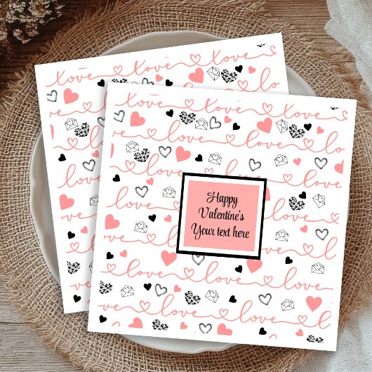 Personalisierte Tisch-Liebes-Text-Kunst Valentinst Serviette