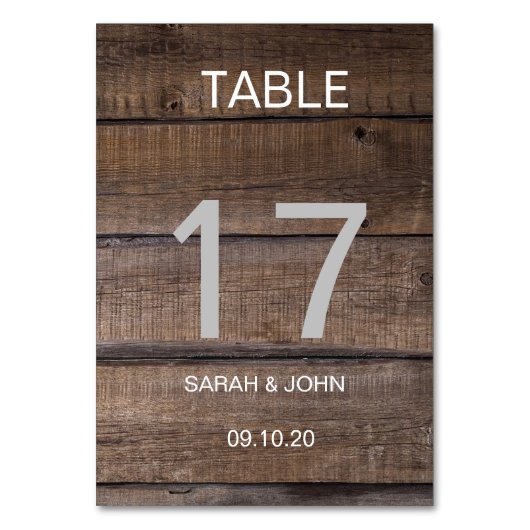 Personalisierte Tischnummer im rustikalen Stil (Rückseite)