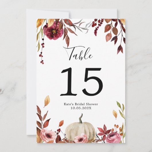 Personalisierte Tischnummer von Autumn Pumpkin (Vorderseite)