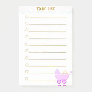 Personalisierte To-Do-Liste & Babyschubkarre Post-it Klebezettel