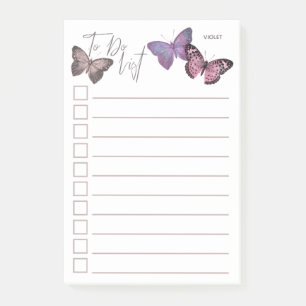 Personalisierte To-Do-Liste mit Schmetterlingen Post-it Klebezettel