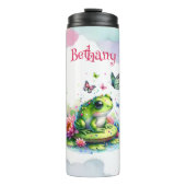 Personalisierte Toad, Blume und Schmetterlinge Thermosbecher (Vorderseite)