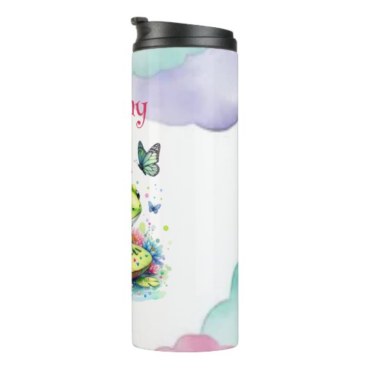 Personalisierte Toad, Blume und Schmetterlinge Thermosbecher (Nach rechts gedreht)