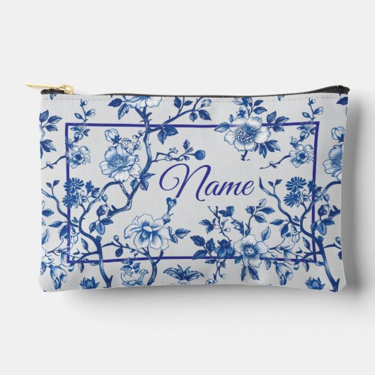 Personalisierte Toilettenbeutel - Blaue Blume Zubehörtasche (Vorderseite)