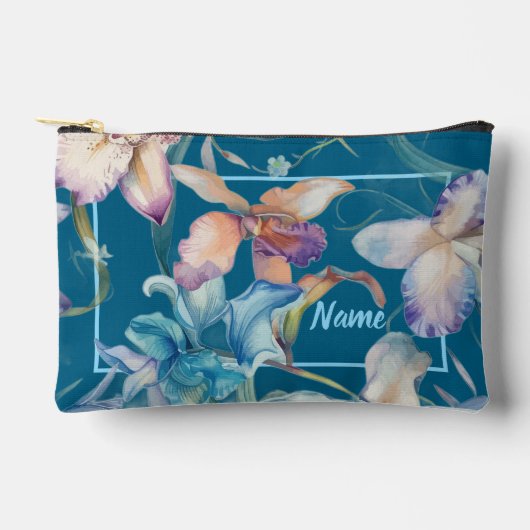 Personalisierte Toilettenbeutel - Blue Floral Mix Zubehörtasche (Vorderseite)