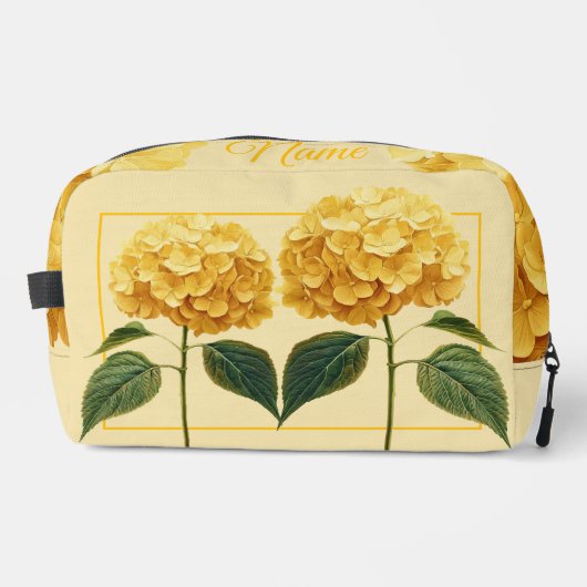 Personalisierte Toilettenbeutel - Gelbes Hydrangea Waschbeutel (Vorderseite)