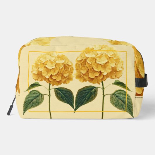 Personalisierte Toilettenbeutel - Gelbes Hydrangea Waschbeutel (Rückseite)