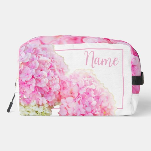Personalisierte Toilettenbeutel - Pink Hydrangea Waschbeutel (Rückseite)