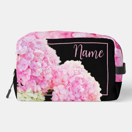 Personalisierte Toilettenbeutel - Pink Hydrangea Waschbeutel (Rückseite)