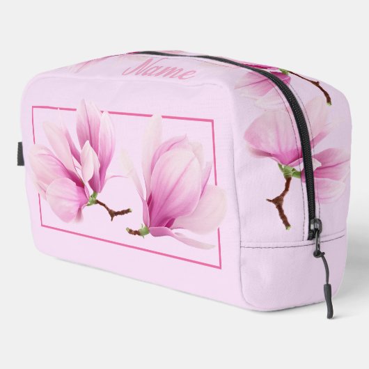Personalisierte Toilettenbeutel - Rosa Magnolia Waschbeutel (Rechte Ecke)