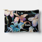 Personalisierte Toilettenbeutel - Schwarze Floral- Zubehörtasche (Vorderseite)