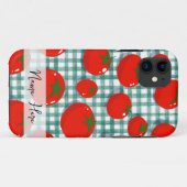 Personalisierte Tomate auf grünem Gingham-Handyhül Case-Mate iPhone Hülle (Rückseite (Horizontal))
