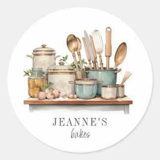 Personalisierte Töpfe Pans Kochen Essensschild Runder Aufkleber