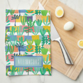 Personalisierte Töpfe und Kaktusmuster Geschirrtuch (Viertel Falte)