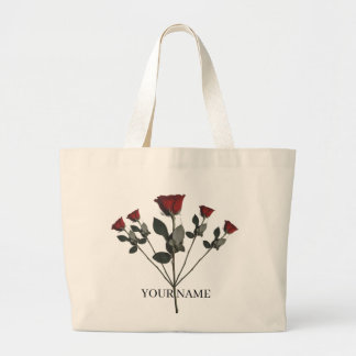 Personalisierte Tote Bag mit drei roten Rosen | Ma Jumbo Stoffbeutel
