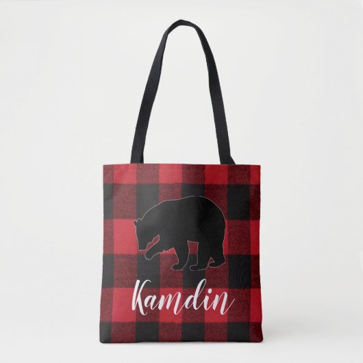 Personalisierte Tote Beutel Rotes Buffalo Karierte Tasche (Vorderseite)