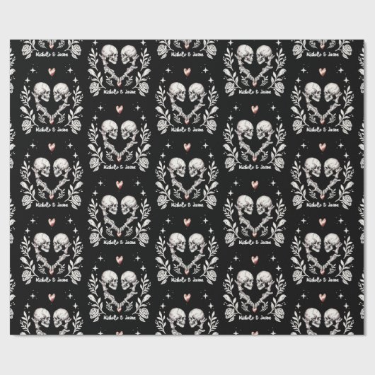 Personalisierte Totenliebhaber Gothic Skeletts Hoc Geschenkpapier (Flach)
