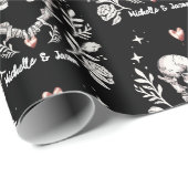 Personalisierte Totenliebhaber Gothic Skeletts Hoc Geschenkpapier (Rolleneckpunkt)