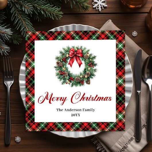 Personalisierte traditionelle Weihnachts-Kranz-Ser Serviette