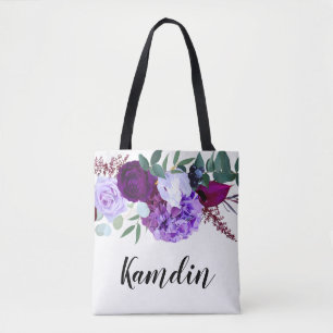 Personalisierte Tragetasche Lavendel Hibiskus auf Tasche