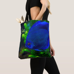 Personalisierte Tragetaschen - Blauer tropischer F Tasche