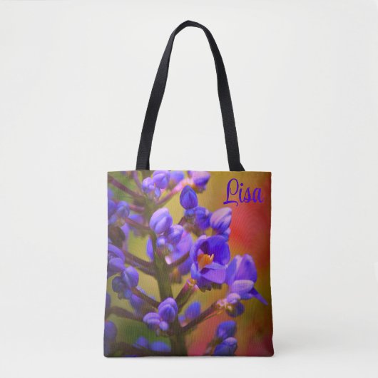 PERSONALISIERTE TRAGETASCHEN - LILA BLUME TASCHE (Vorderseite)