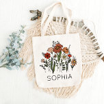 Personalisierte Tragetaschen mit Namen Rustikale W<br><div class="desc">Personalisierte Tragetaschen mit Namen Rustikale Wildblume</div>