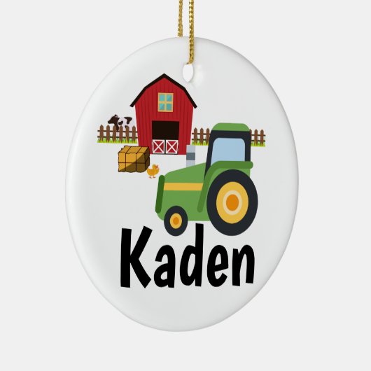 Personalisierte Traktor-Bauernhof-Kinder Keramik Ornament (Rechts)