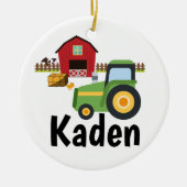 Personalisierte Traktor-Bauernhof-Kinder Keramik Ornament (Vorne)