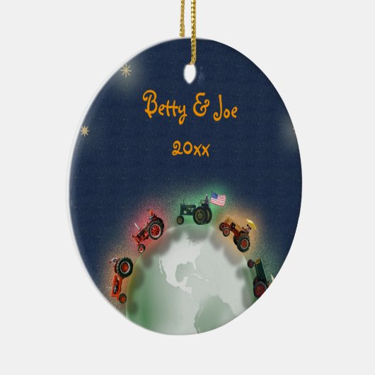 Personalisierte Traktor-Weihnachtsverzierung: Keramik Ornament (Rechts)