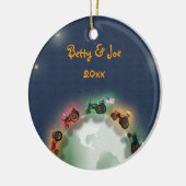 Personalisierte Traktor-Weihnachtsverzierung: Keramik Ornament (Links)