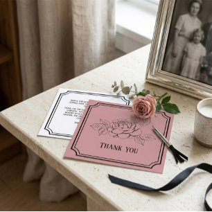 Personalisierte Trauer-Dankeskarten mit Rosenblüte Dankeskarte