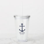 Personalisierte Trauzeuge der Nautischen Marine Acryltrinkbecher<br><div class="desc">Nautical Personalisiert Trauzeugen Geschenk mit marineblarem Anker und dem Namen des personalisierten Trauzeugen mit dem Titel in marineblau klassischen Serif Schriftart Stil. Auch perfekt für Trauzeuge,  Brautvater und mehr.</div>
