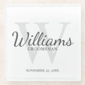 Personalisierte Trauzeuge für klassisches Skript Glasuntersetzer (Vorderseite)