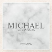 Personalisierte Trauzeugen aus weißem Marmor Glasuntersetzer (Vorderseite)