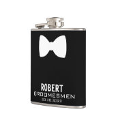 Personalisierte Trauzeugen Flasche mit Bow-Krawatt Flachmann (Links)